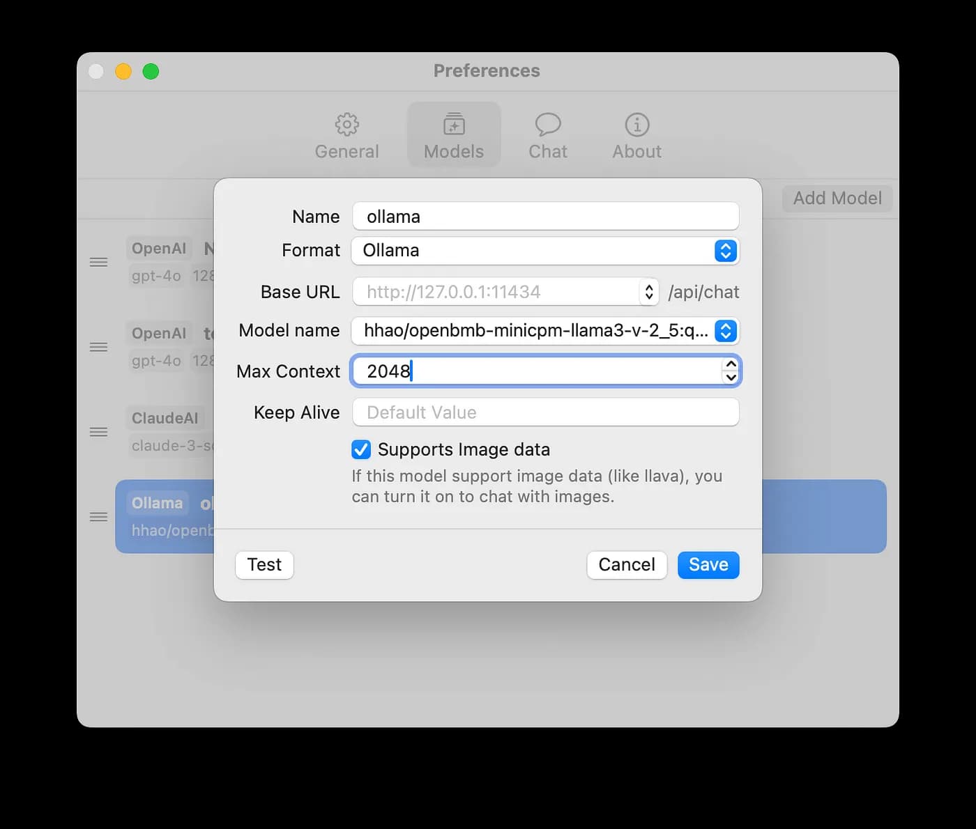Add Ollama Vision model in MacCopilot
